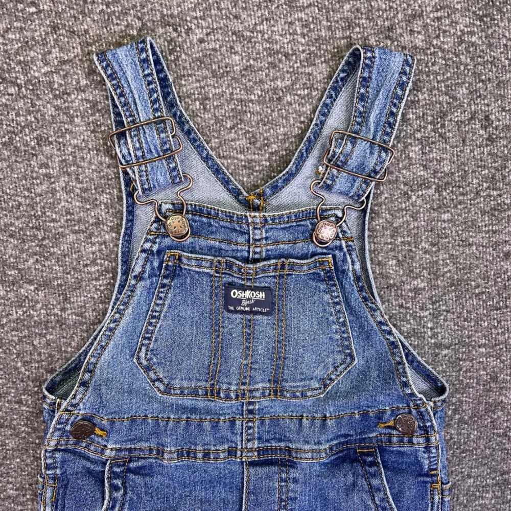 OshKosh B'gosh Denim Overalls Kids 3T Blue‎ Carpenter Casual Stretch Bibs